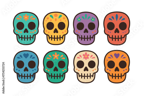 Eco friendly homes with solar panels for sustainable living. Set of 6 vector illustration