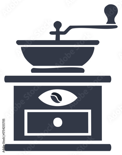 Vintage hand crank coffee grinder vector illustration flat icon