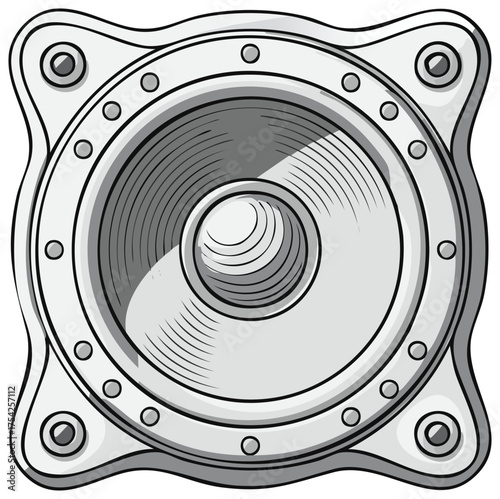 Vintage Speaker with Metal Grille and Rivets Detail, Retro Audio Equipment