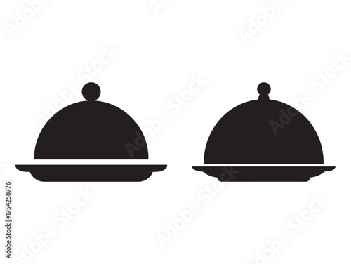 Hot food cloche icon silhouette.