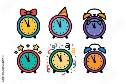 Holiday carolers singing joyfully for festive celebrations. Set of 6 vector illustration