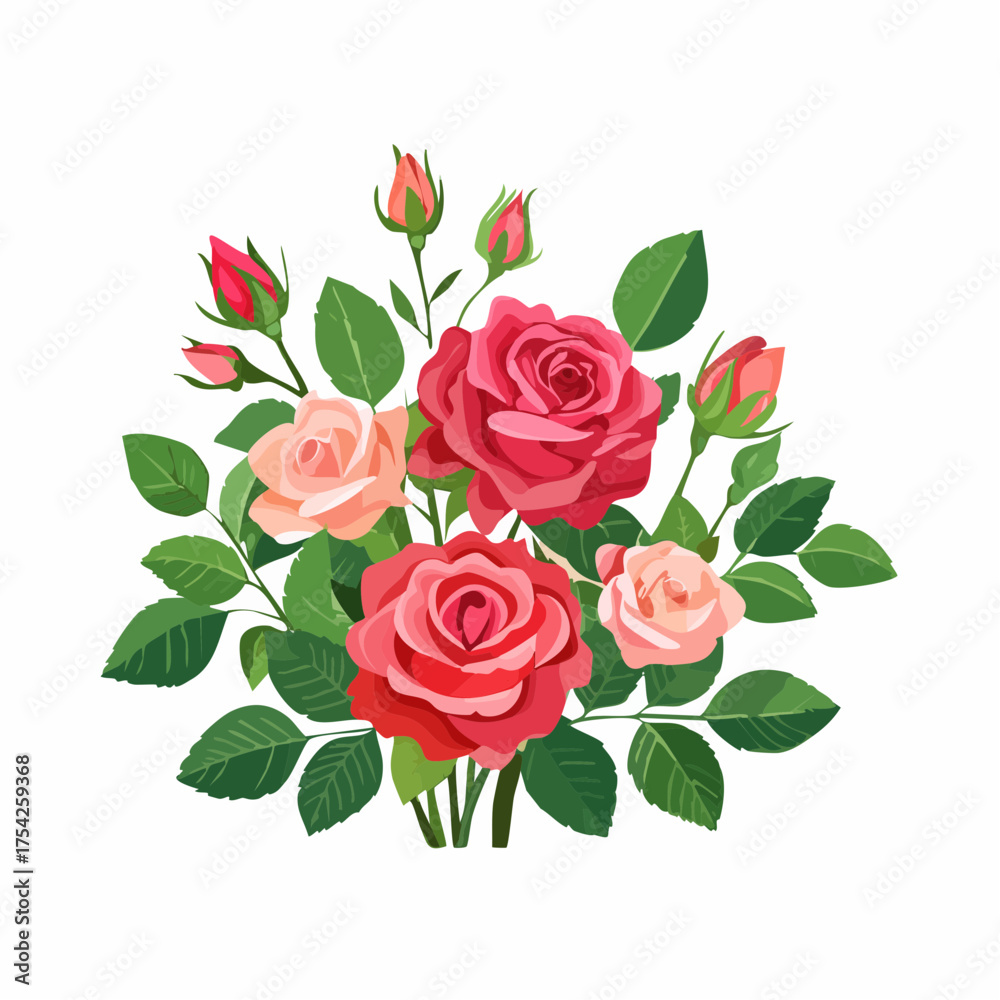 Fototapeta premium blooming rose bush, vector illustration
