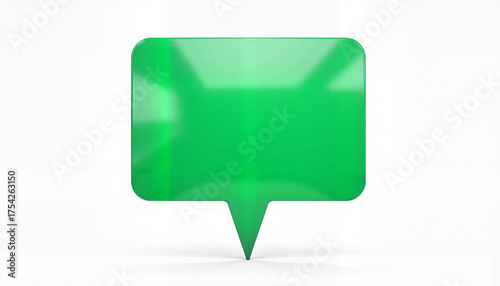 Green speech bubble icon designed for communication on a clean white background