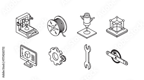 Vector art of 3d printing