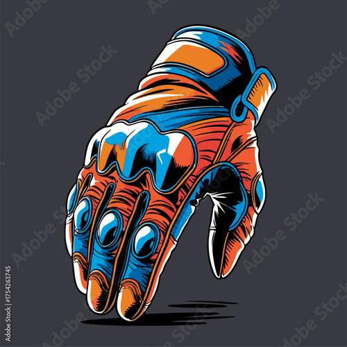 cool racing motorcycle gloves vector