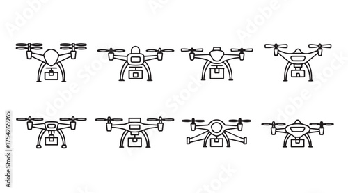 Vector art of drone set on white