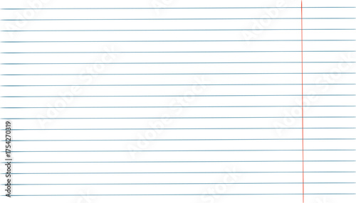 Paper line school notebook, page, empty sheet blank. Line grid copybook, notepaper. Letter, worksheet exercise book and back to school 