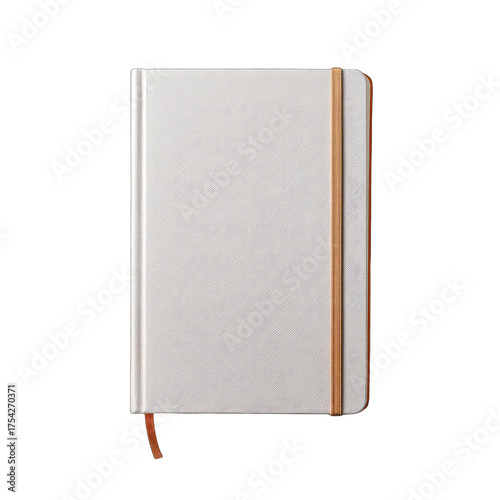 Blank white notebook with tan ribbon
