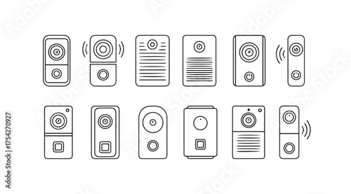 Vector art of doorbell set isolated
