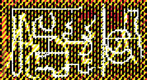 Abstract geometric pattern with vibrant diagonal lines and a white architectural blueprint overlay creating a unique textured design