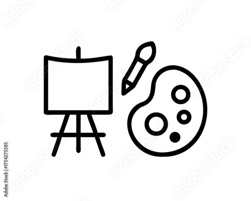 Artistic easel with canvas, paintbrush, and palette