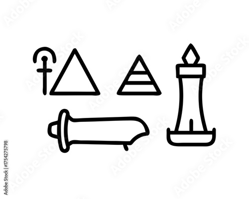 Egyptian icons representing ancient civilization