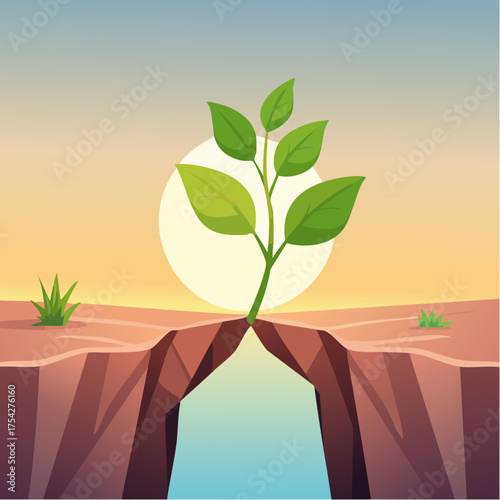 Plant growing out of fracture in rock
