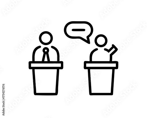 Icon set of two speakers at podiums