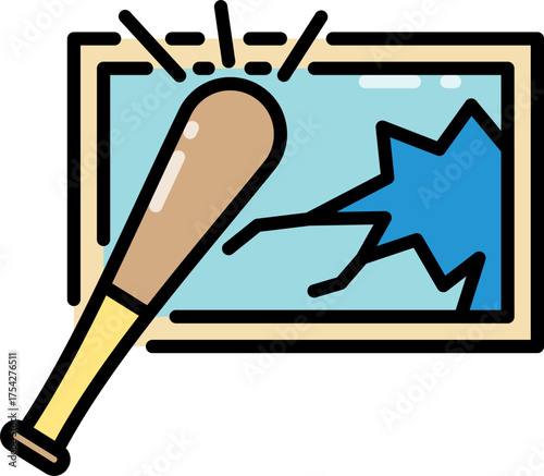 Breaking window line icon