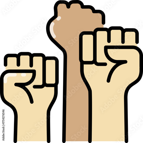 Raised fist in the air line icon
