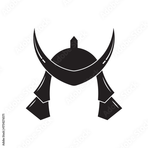 samurai helmet flat icon vector