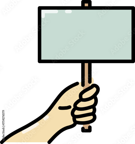 Protest hold blank banner line icon