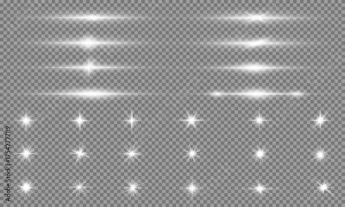 Soft white sparks float across a transparent space. Light rays create a dreamy, ethereal atmosphere. Perfect for fantasy or mystical illustration designs. 