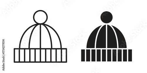 Winter hat icon set in flat and line style vectors