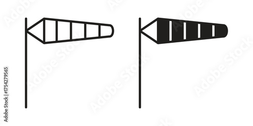 Windsock icon set in flat and line style vectors