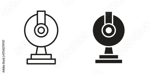 Webcam icon set in flat and line style vectors