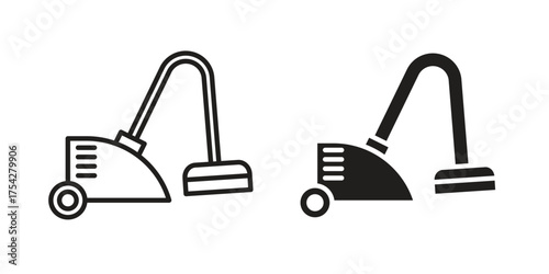 Vacuum cleaner icon set in flat and line style vectors