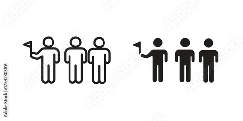 Tour guide people icon set in flat and line style vectors