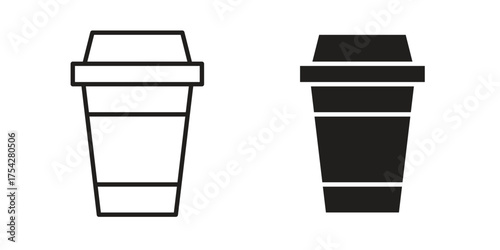 Togo Cup icon set in flat and line style vectors