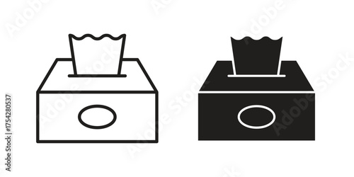 Tissue box icon set in flat and line style vectors