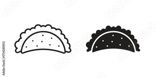 Taco icon set in flat and line style vectors