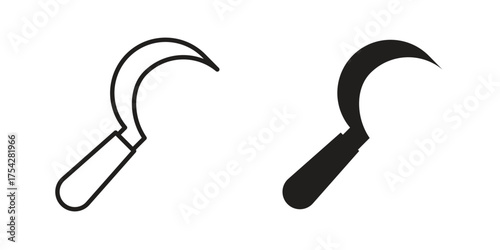 Sickle icon set in flat and line style vectors