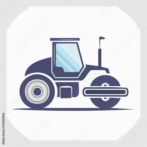 Vector Illustration of a Road Roller Compactor Machine.