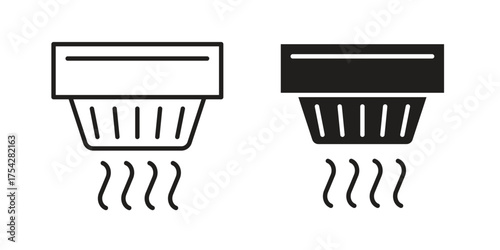 Sensor smoke icon set in flat and line style vectors