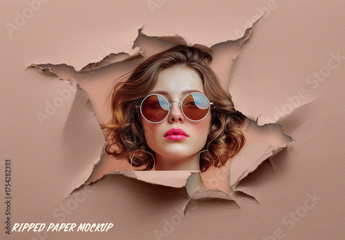 Torn Paper Hole Photo Effect Mockup