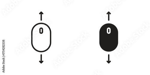 Scroll down up icon set in flat and line style vectors