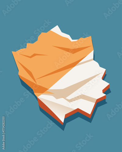 Abstract orange torn paper layered background design, modern ripped paper texture illustration for banner, poster, and web template with clean color separation and minimalist style.