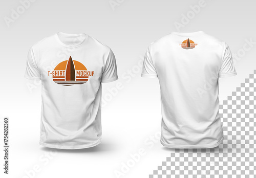 Two Isolated White T-shirts Mockup With Shadows