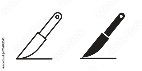Scalpel path icon set in flat and line style vectors
