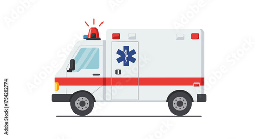 Emergency Vehicle Vector Illustration of an Ambulance Ready for Medical Transport