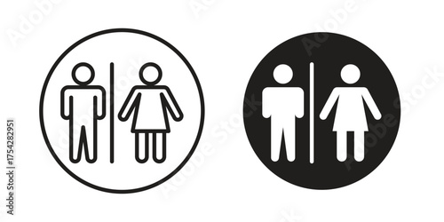Restroom icon set in flat and line style vectors