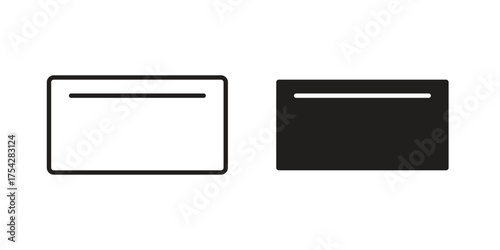 Rectangle panoramic icon set in flat and line style vectors