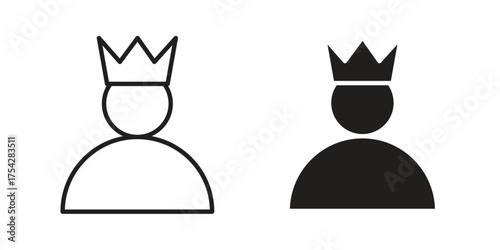 Premium User icon set in flat and line style vectors