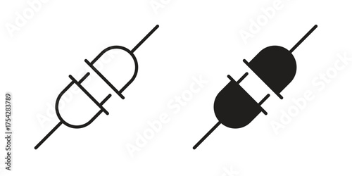 Plug connection icon set in flat and line style vectors