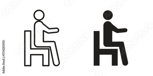 Person seat icon set in flat and line style vectors