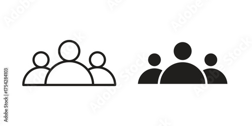 people icon set in flat and line style vectors