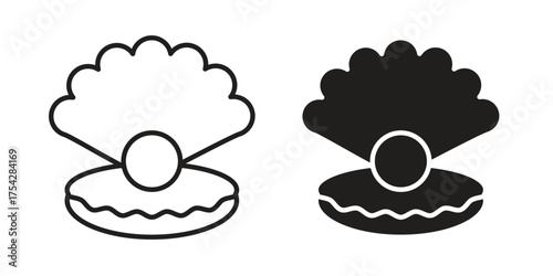 Pearl icon set in flat and line style vectors