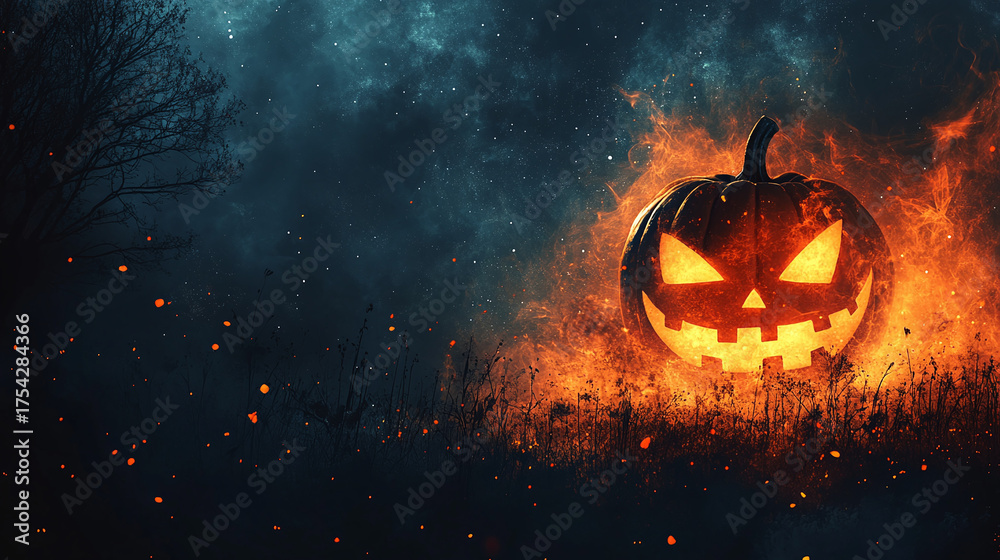 Fototapeta premium Halloween jack o lantern with pumpkin