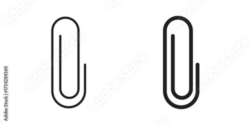 Paperclip icon set in flat and line style vectors