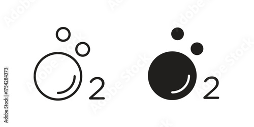 Oxygen O2 icon set in flat and line style vectors